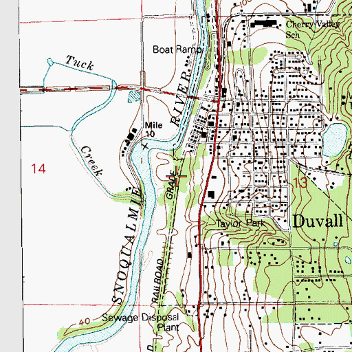Topographic Map of Duvall Police Department, WA