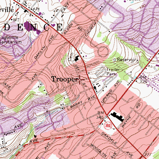 Topographic Map of Lower Providence Emergency Medical Services 322, PA