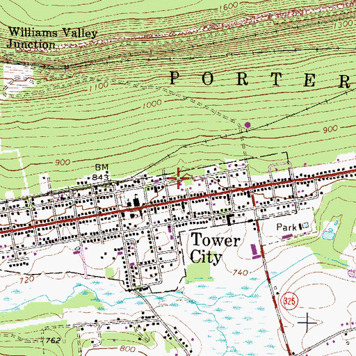 Topographic Map of Tower City - Porter Community Ambulance Service, PA