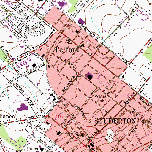 Topographic Map of Souderton Community Ambulance, PA