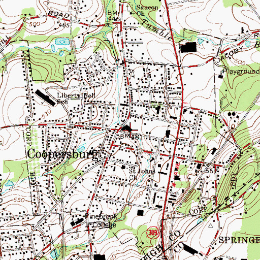Topographic Map of Coopersburg Emergency Medical Services Station 64, PA
