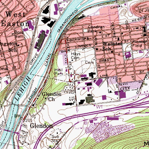 Topographic Map of Easton Emergency Squad, PA