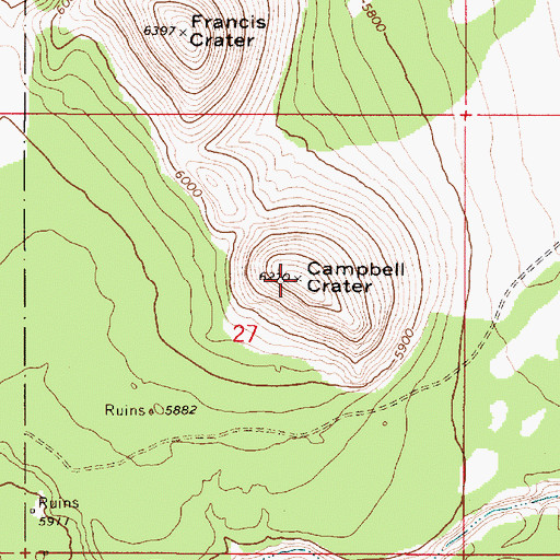 Topographic Map of Campbell Crater, AZ