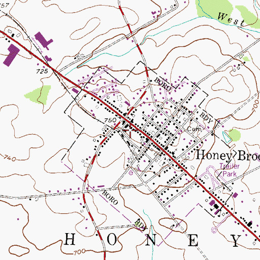 Topographic Map of Honey Brook Ambulance, PA
