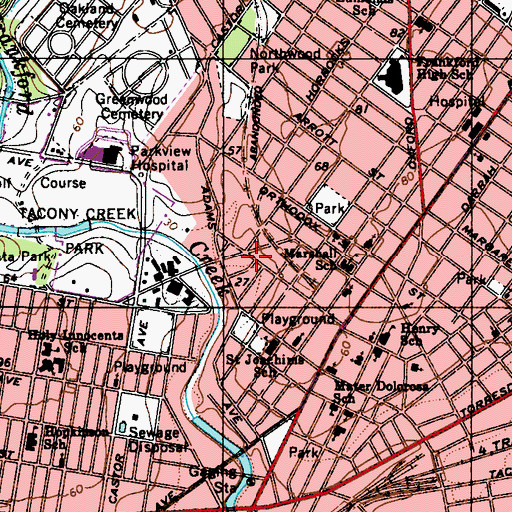 Topographic Map of Medical Express Ambulance Service, PA