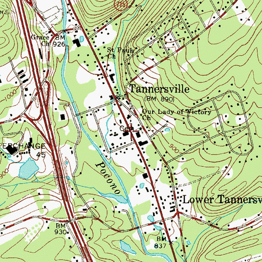 Topographic Map of Central Pocono Ambulance, PA