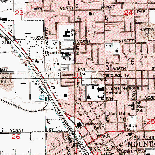 Topographic Map of Mountain Home Police Department, ID