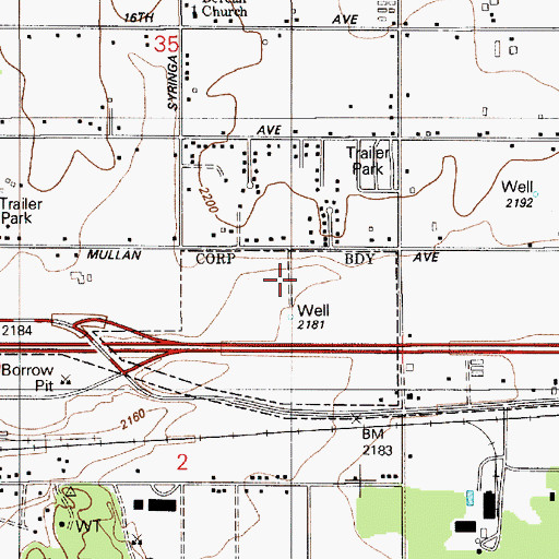 Topographic Map of Post Falls City Police, ID