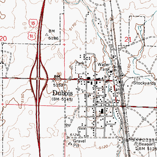 Topographic Map of Dubois County Sheriff's Office, ID