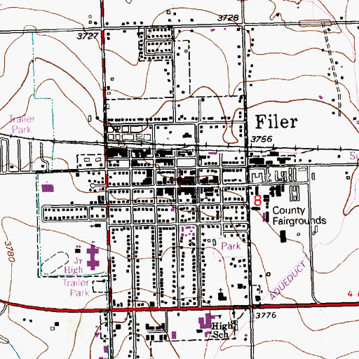 Topographic Map of Filer City Police Department, ID