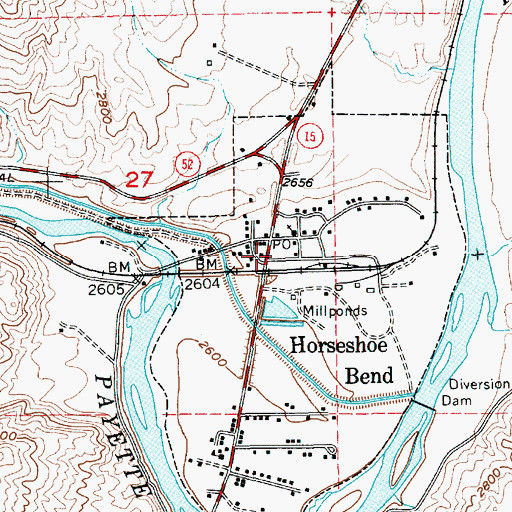 Topographic Map of Horseshoe Bend Police Department, ID