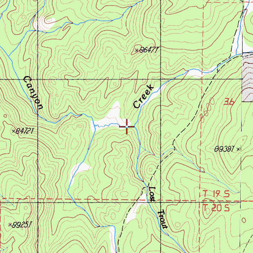 Topographic Map of Lost Trout Creek, CA