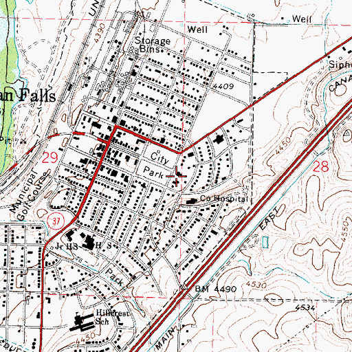 Topographic Map of Power County Sheriff's Office, ID