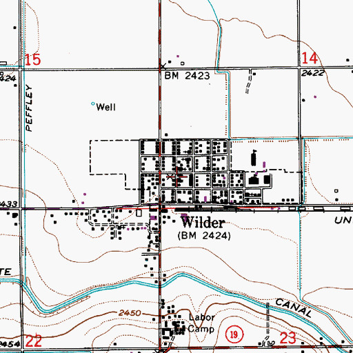 Topographic Map of Wilder Police Department, ID