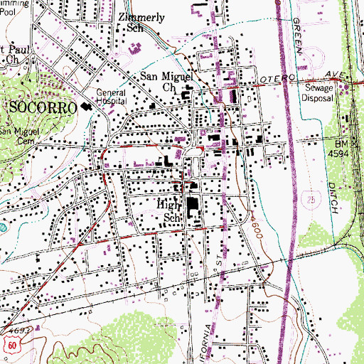 Topographic Map of Socorro County Sheriff's Office, NM