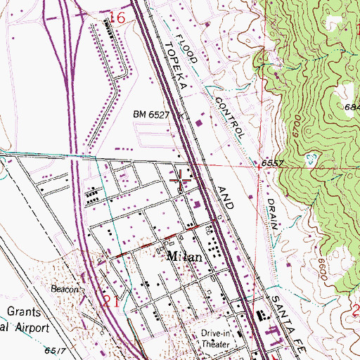 Topographic Map of New Mexico State Police District 6 Grants, NM