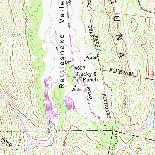 Topographic Map of Lucky Five Ranch, CA
