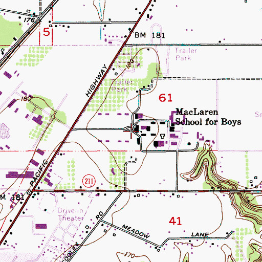 Topographic Map of Oregon Youth Authority - MacLaren Youth Correctional Facility, OR