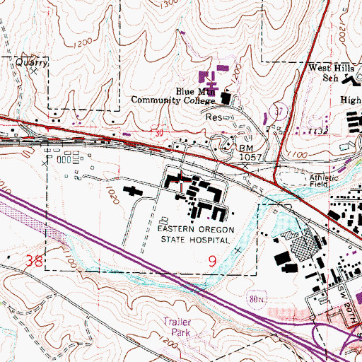 Topographic Map of Eastern Oregon Correctional Institution, OR