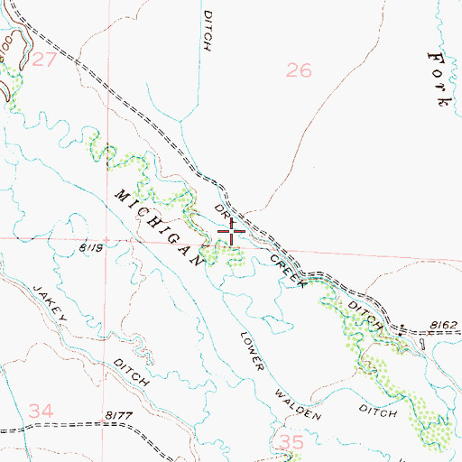 Topographic Map of Hugh Griffith Ditch, CO