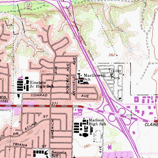 Topographic Map of Edward A MacDowell Elementary School, CA