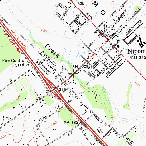 Topographic Map of Nipomo Old Town Nursery, CA