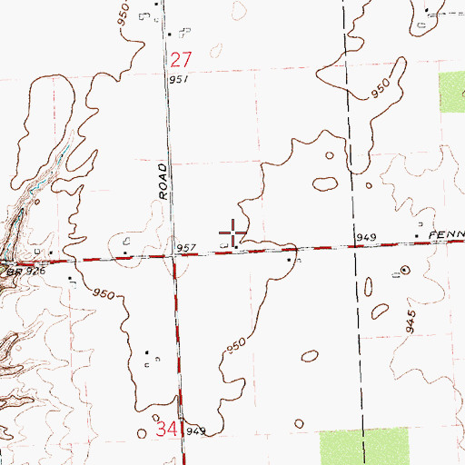 Topographic Map of McFadden Farms, OH