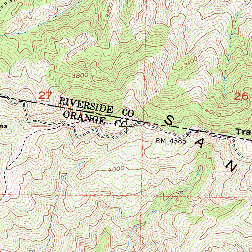 Topographic Map of Main Divide Truck Trail, CA