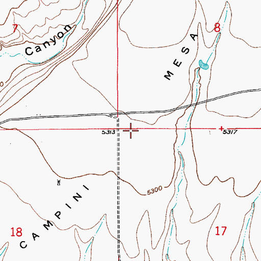 Topographic Map of Campini Mesa, AZ