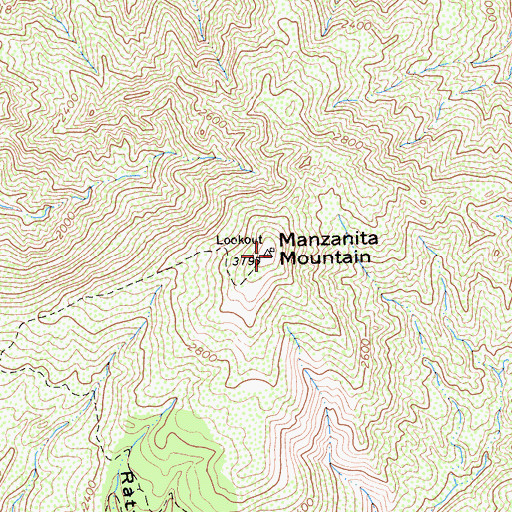 Topographic Map of Manzanita Mountain, CA