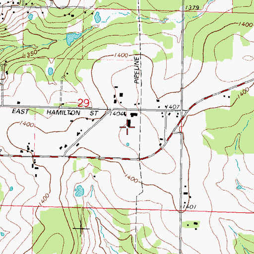 Topographic Map of Darley Farms, WI
