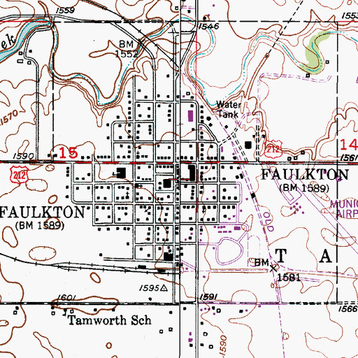 Topographic Map of Faulk County Library, SD
