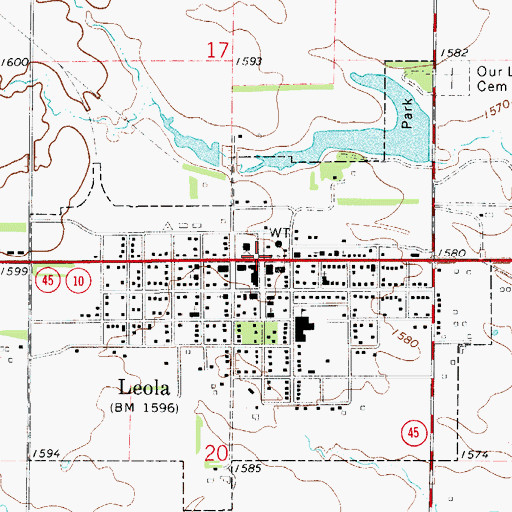 Topographic Map of Leola Public Library, SD