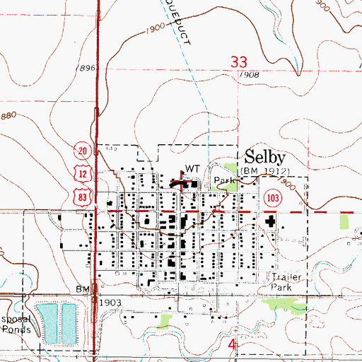 Topographic Map of Selby Community/School Library, SD