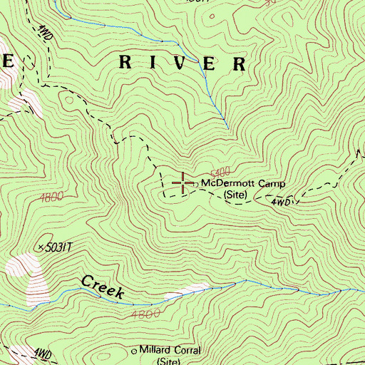 Topographic Map of McDermott Camp, CA