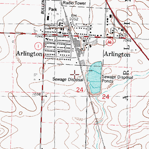 Topographic Map of Arlington Sewage Treatment Plant, WI