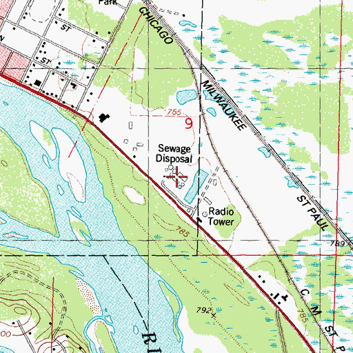 Topographic Map of Portage Wastewater Treatment Plant, WI