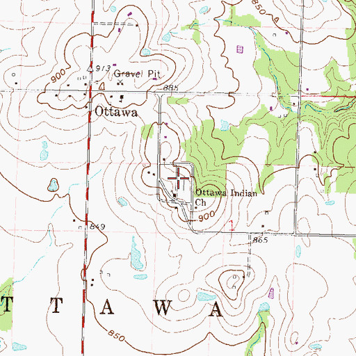 Topographic Map of Ottawa Indian Cemetery, OK