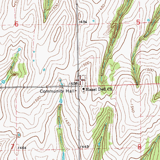 Topographic Map of Hazel Dell Cemetery, OK