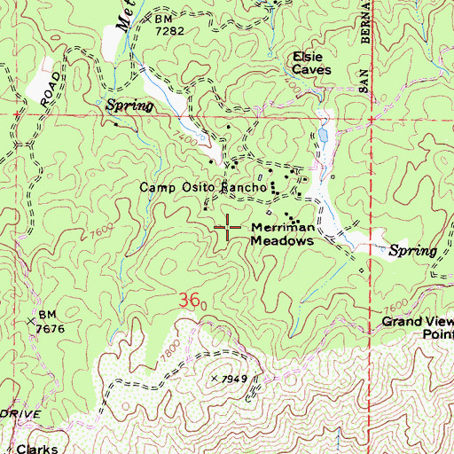 Topographic Map of Merriman Meadows, CA