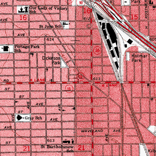 Topographic Map of Portage Theater, IL