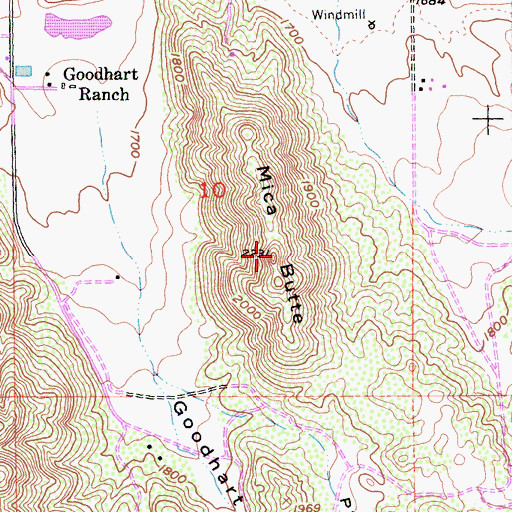 Topographic Map of Mica Butte, CA