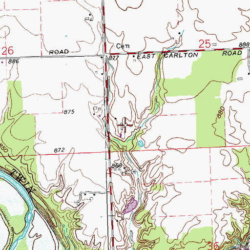 Topographic Map of Glen Maple Farms, OH