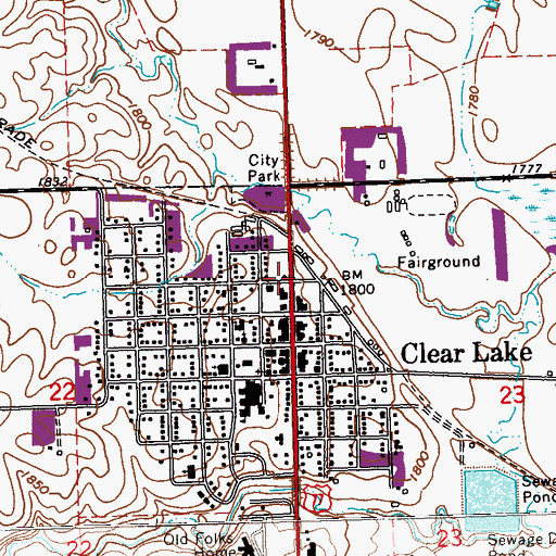 Topographic Map of Clear Lake City Building, SD