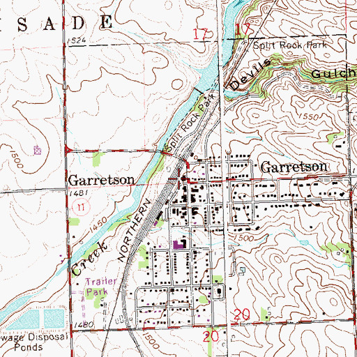 Topographic Map of Garretson City Hall, SD