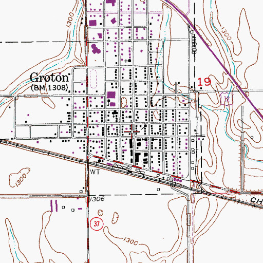 Topographic Map of Groton City Hall, SD