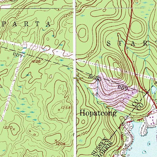 Topographic Map of Lake Hopatcong Quarry, NJ