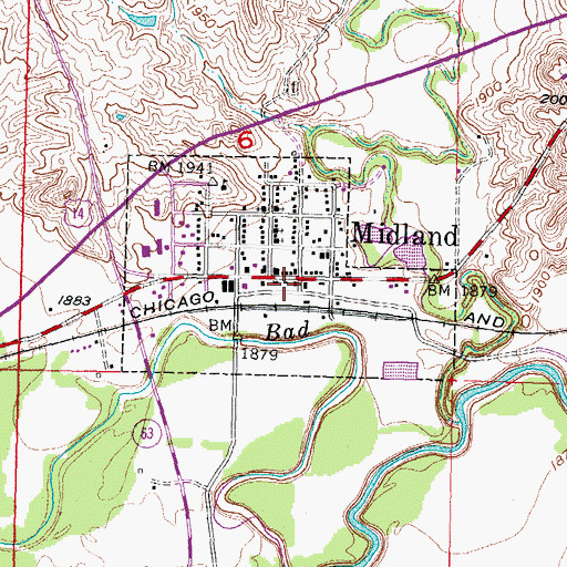 Topographic Map of Midland City Office, SD