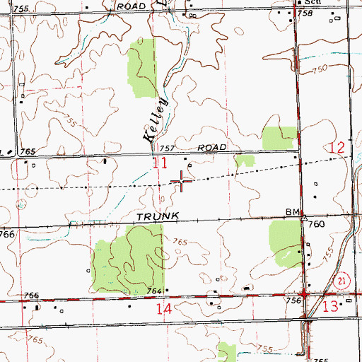 Topographic Map of Campbell Farms, MI