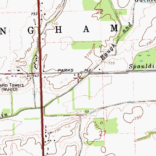 Topographic Map of Crosby Mint Farm, MI